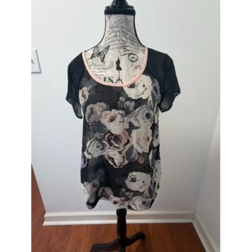 American Eagle Outfitters Women's Blouse S Multicolor Sheer Chiffon-like Fabric